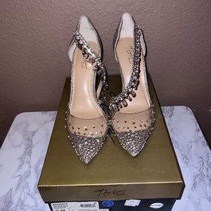 Thalia Sodi Silver Evening Heels Size 7